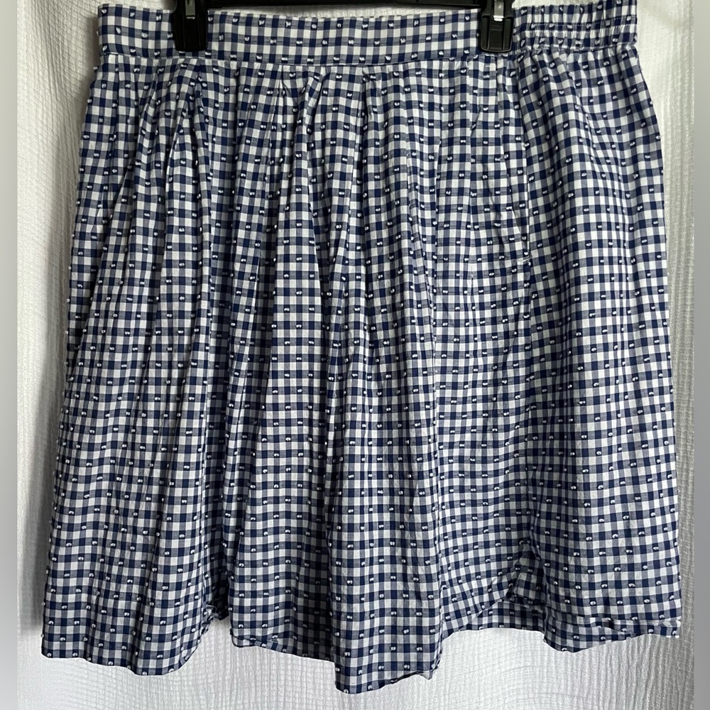 J. Crew Navy and White Checkered Skater Skirt